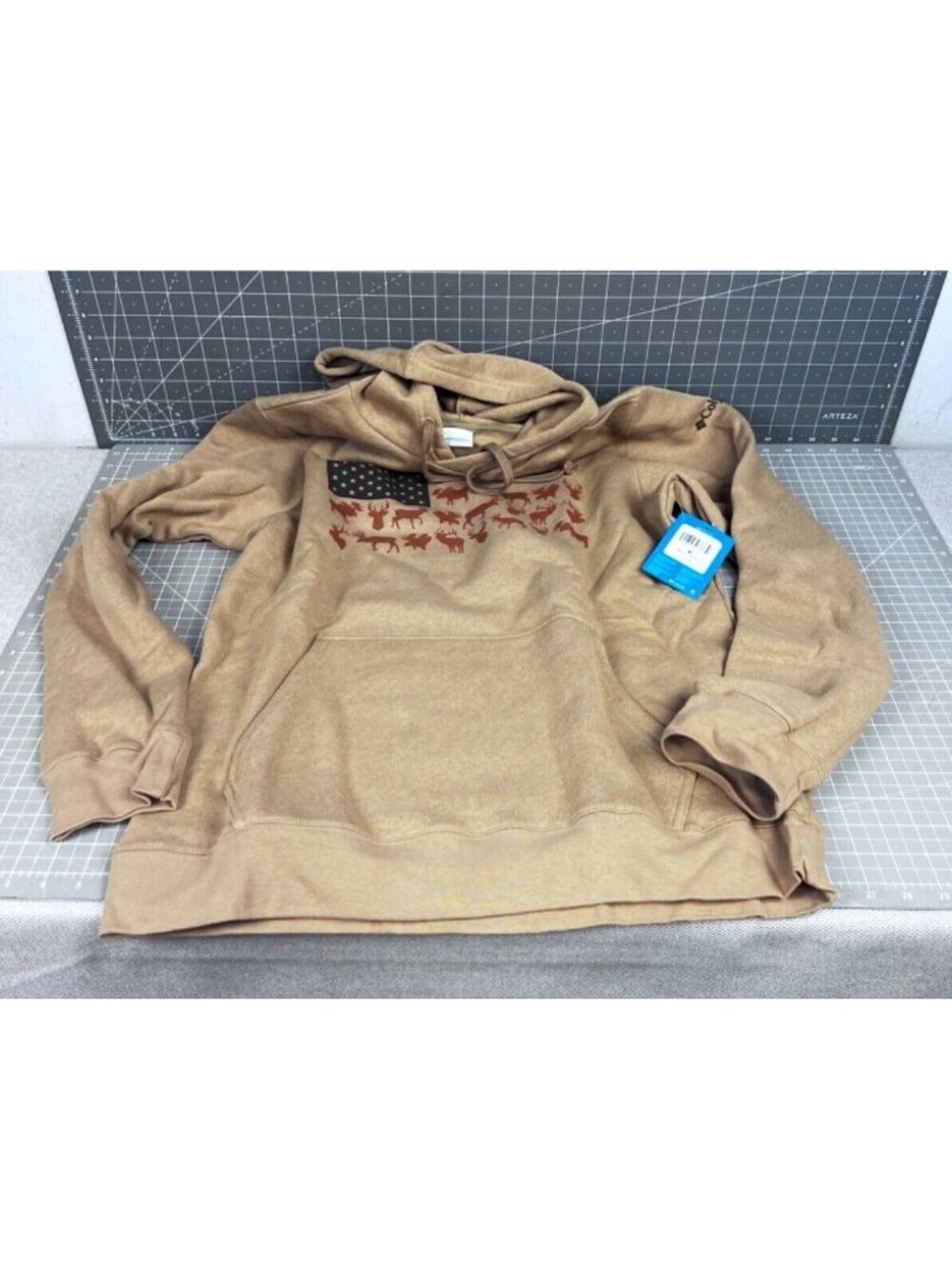 Columbia Men's PHG Game Flag II Hoodie, Sahara/Cordovan Big Game Flag Sz. M - Picture 2 of 11
